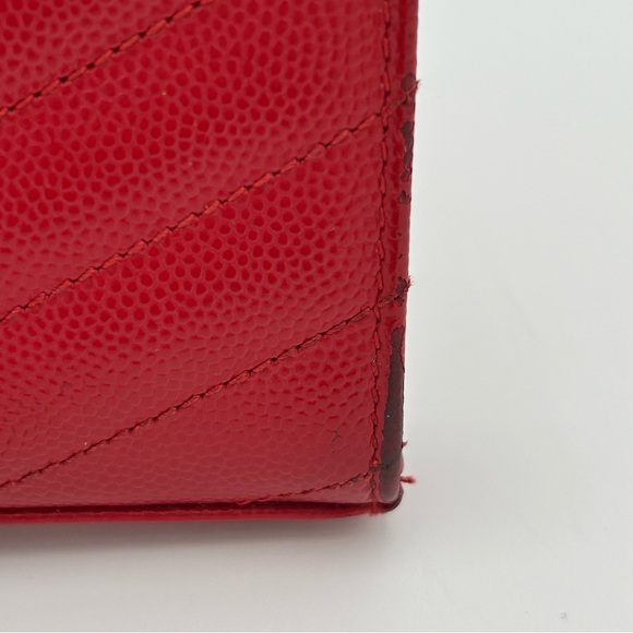 Yves Saint Laurent Red Quilted Clutch with Gold Chain - Picture 12 of 16